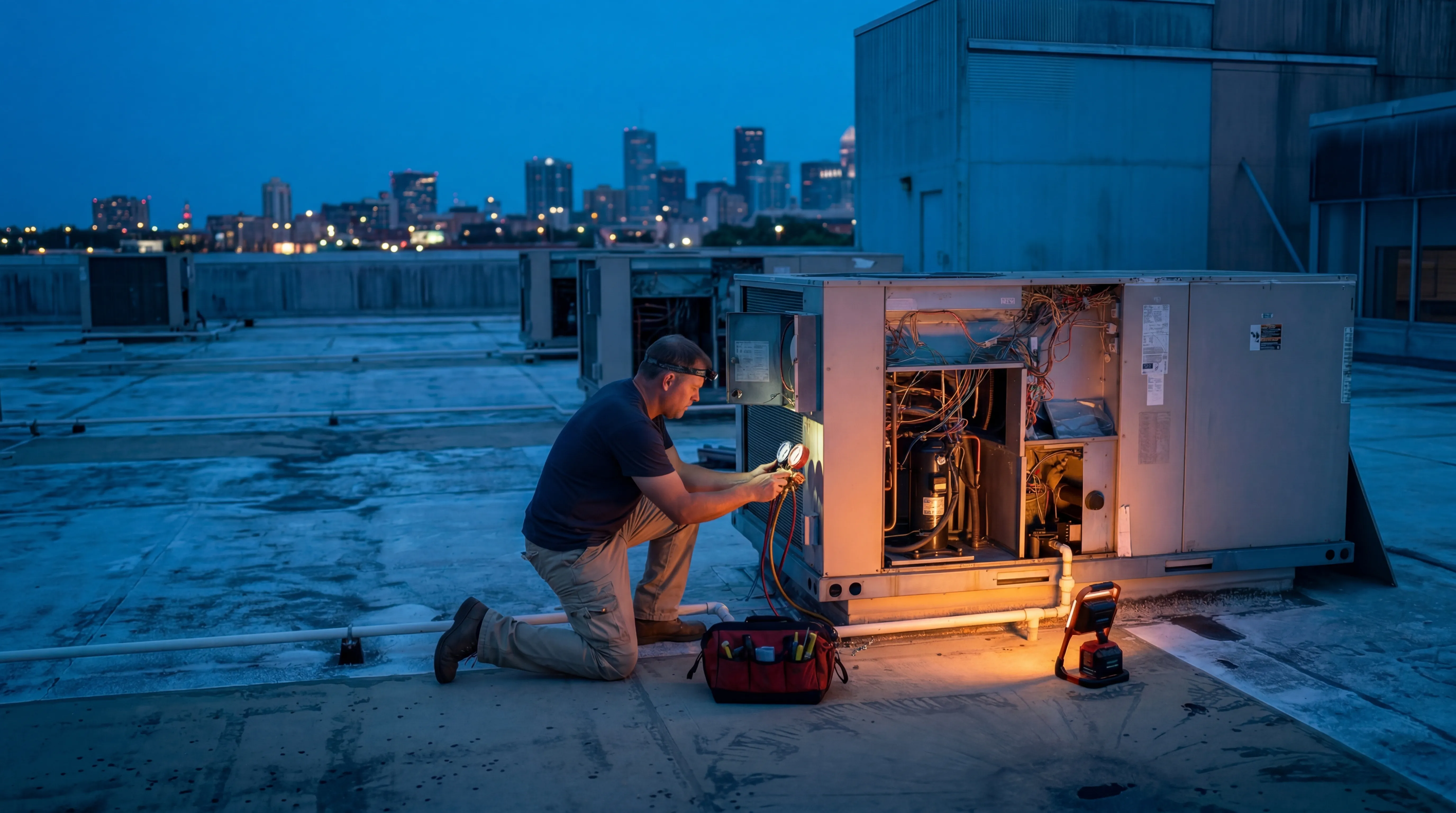 Commercial rooftop HVAC units on a building
