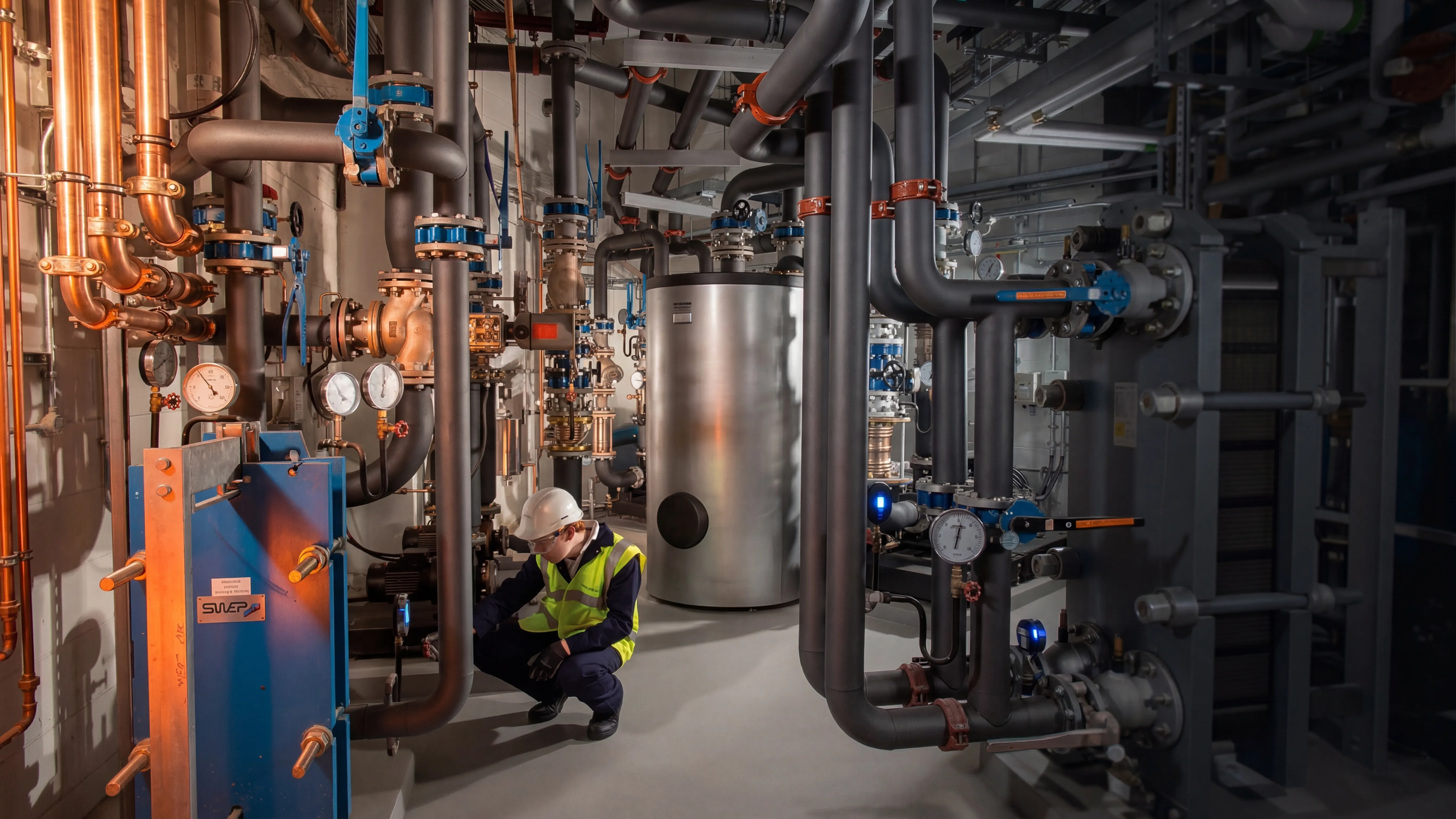 Mechanical piping system in a commercial building